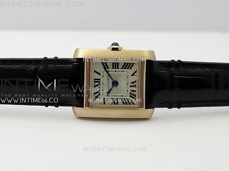 Tank Francaise Ladies 21.2mm RG 8848F 1:1 Best Edition Silver Dial on Black Leather Strap Ronda Quartz V2